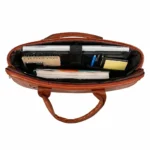 Premium Leather Laptop Bag for Men & Women | Office Briefcase with Shoulder Strap - Image 3