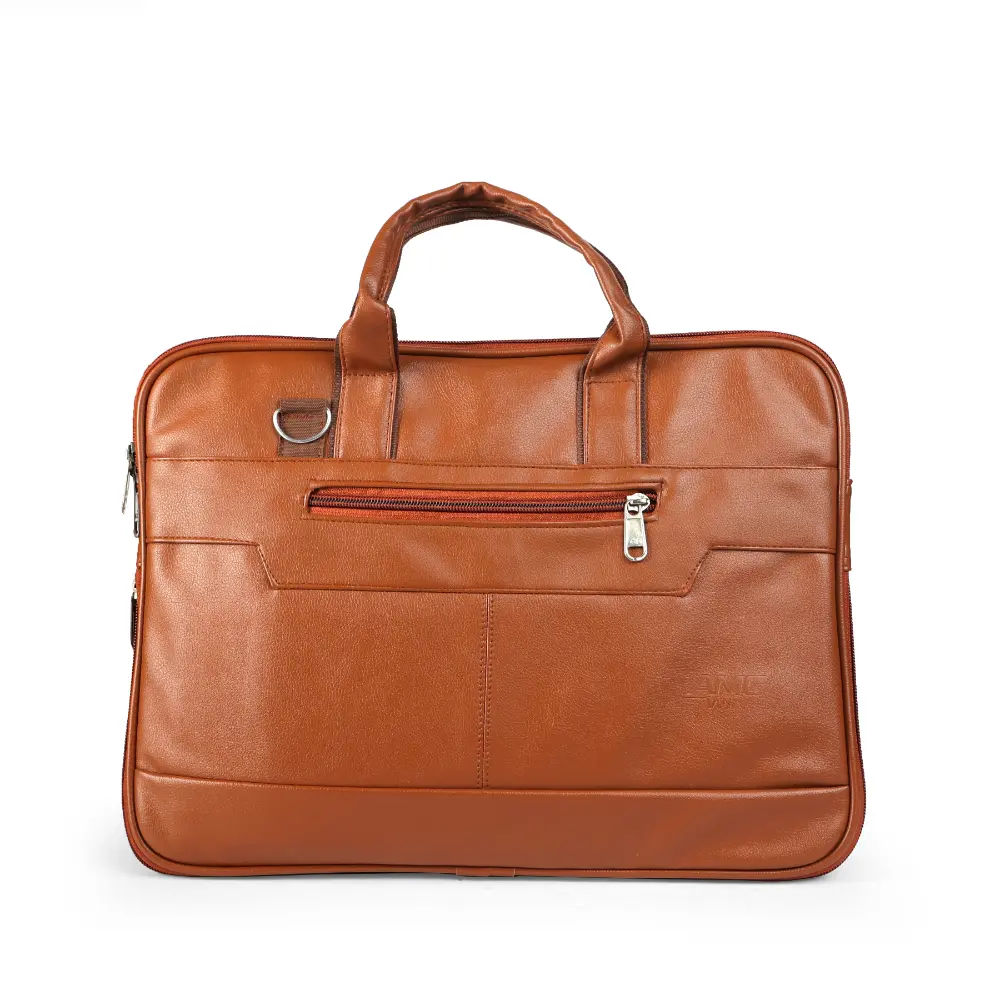 classic-leather-shoulder-sling-bag-for-men-&-women-tan-4 Premium Leather Laptop Bag for Men & Women | Office Briefcase with Shoulder Strap - Image 1